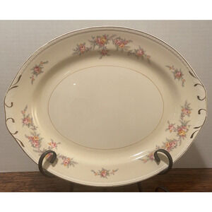 Homer Laughlin Eggshell Georgian Serving Platter 14 In VTG Rose Floral L55N5 USA